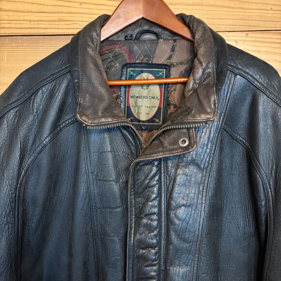Members Only Leather Bomber Jacket - Picture 2 of 6